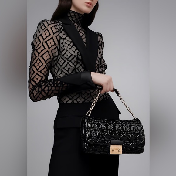 Dior Handbags - 216 Preloved Christian Dior Miss Dior Cannage Patent Lambskin Leather